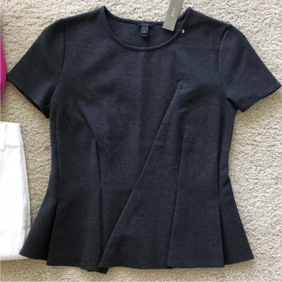 J. Crew Asymmetrical Pleated Top in Heathered Charcoal - Picture 2 of 7
